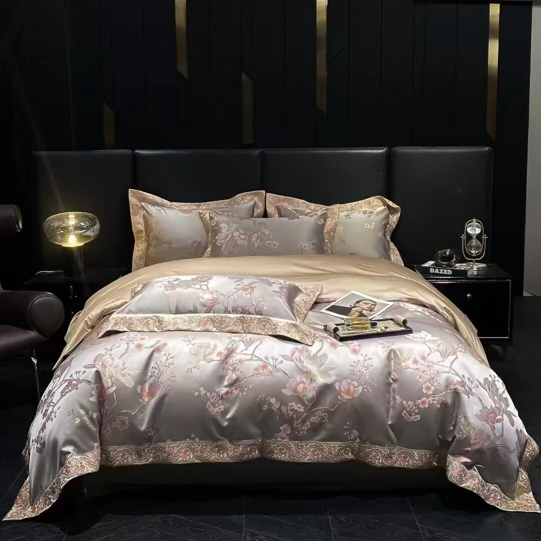 【芝兰玉树】别墅豪华款奢华高精密刺绣四件套高端四件套绣花高档