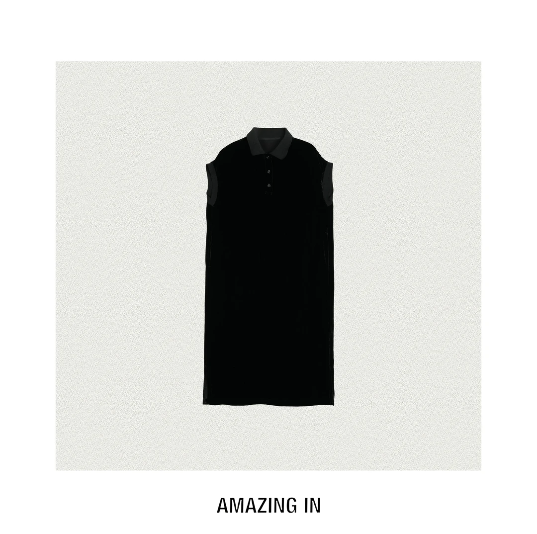 AMAZING IN | 桑蚕丝 | 丝绒Polo领连身裙 A250702-AI57BDR27167