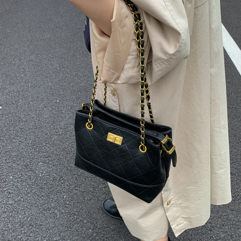 【潇洒小姐】小香风2025早秋新款托特包腋下包百搭链条流浪包手提包