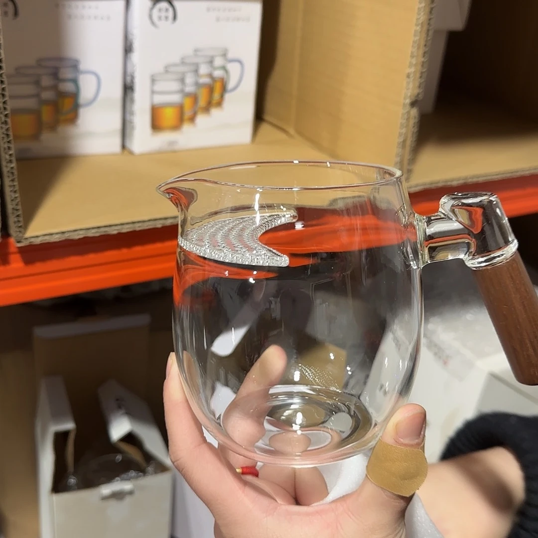 823号高硼硅月牙公道杯木把