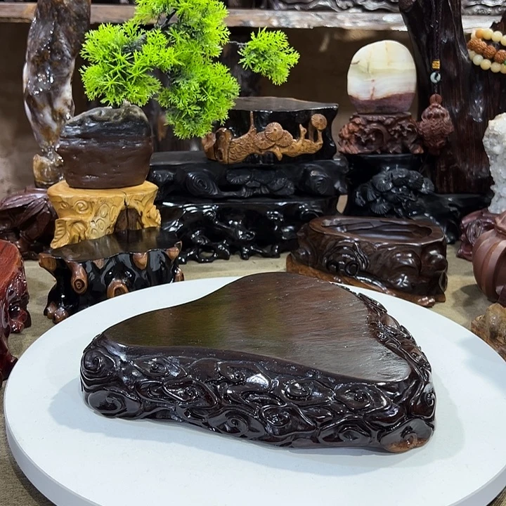 木黑檀木祥云三角形底座