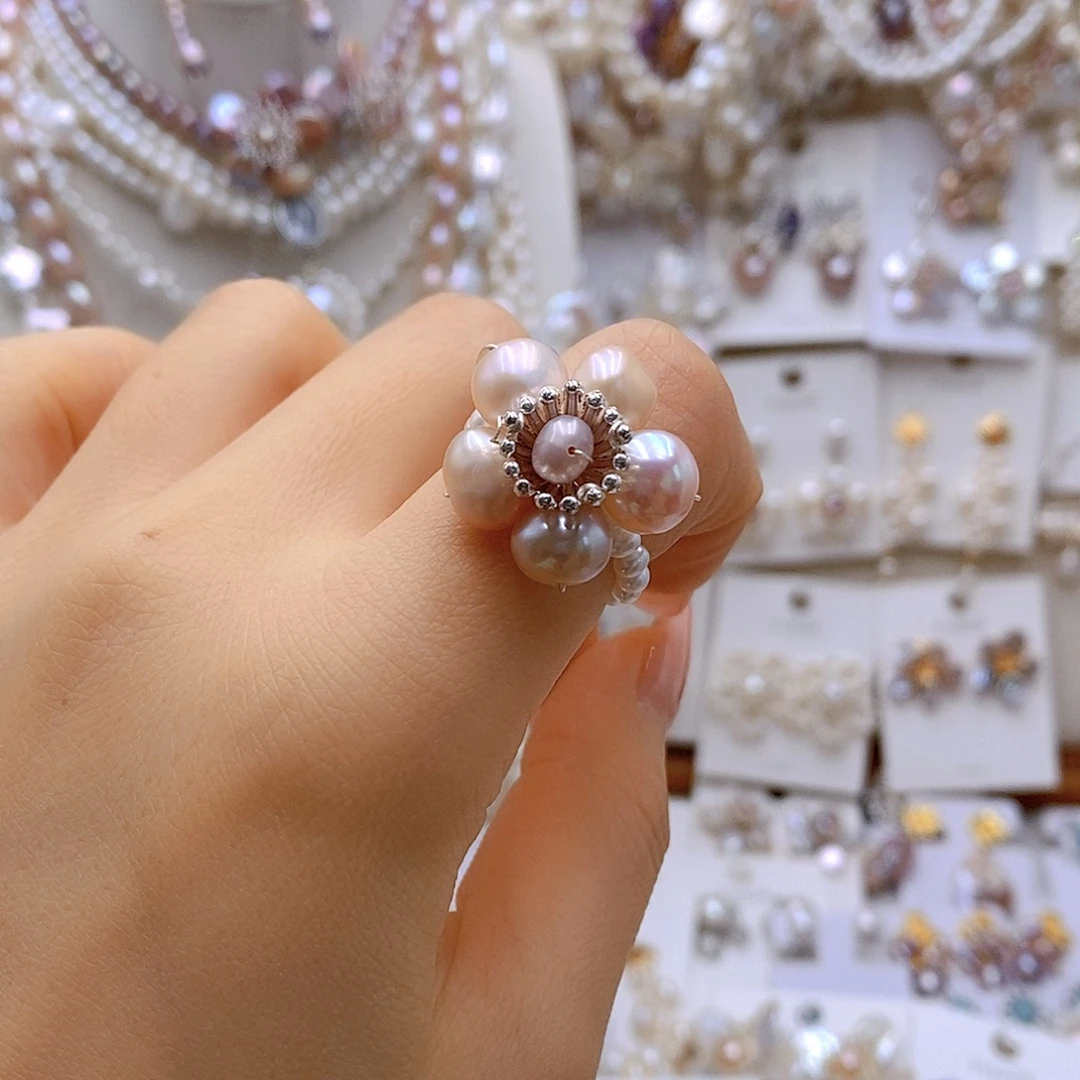 耳饰银S925镶嵌淡水珍珠