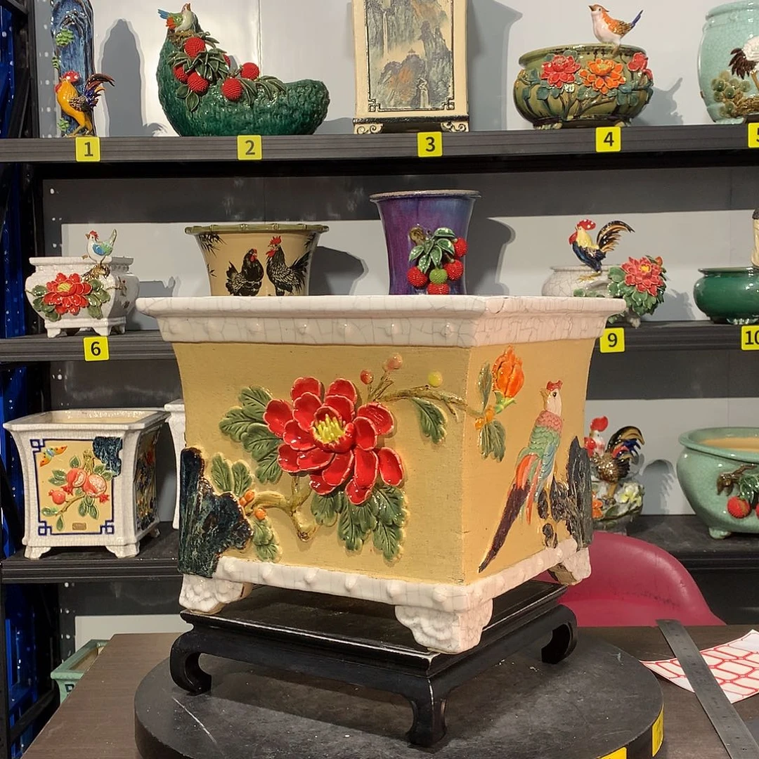 用***6高温石湾盆石湾盆瑕疵