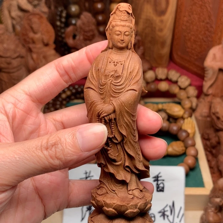 檀香木把件老山檀观音