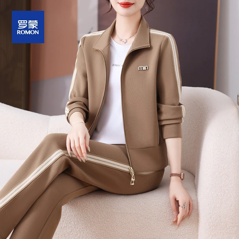 中老年运动套装女春秋2025新款50多岁妈妈秋装外套休闲开衫上衣服