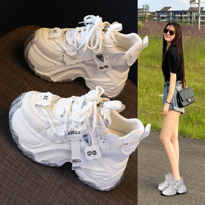 【增高9公分】老爹鞋2025春季新款松糕厚底轻便小个子休闲增高女鞋