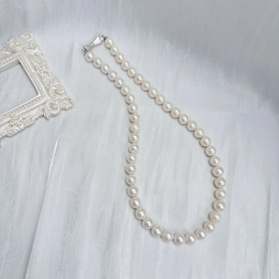 【茉白】淡水无核珍珠项链 8.5-9.5mm S925银