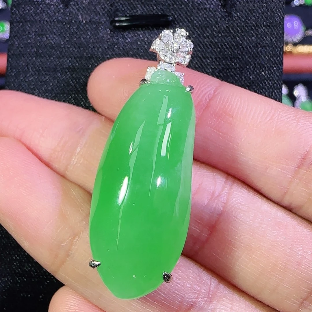 翡翠18K金镶嵌吊坠(不含链)