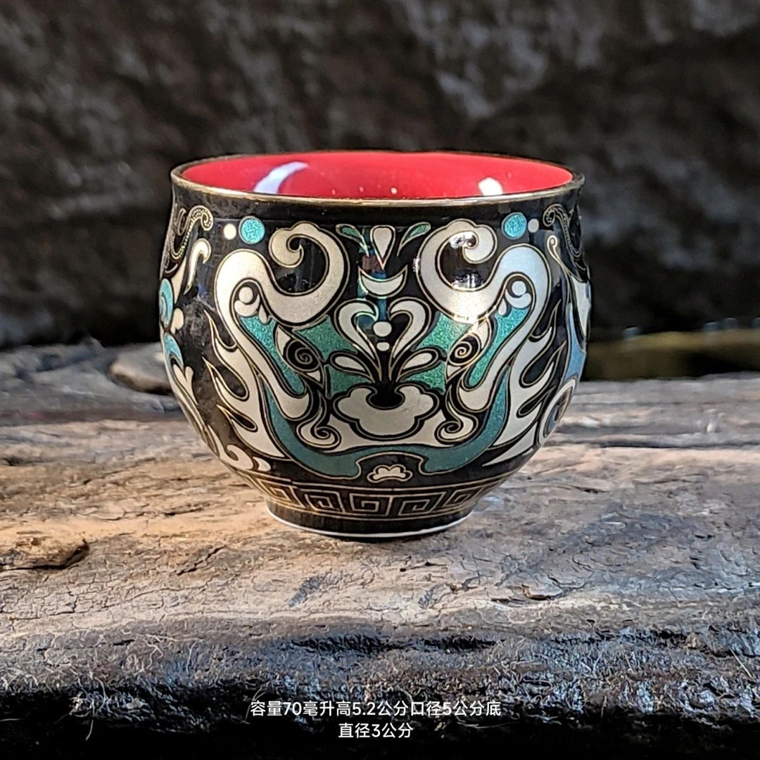 《饕餮》金银错珐琅彩主人杯高档