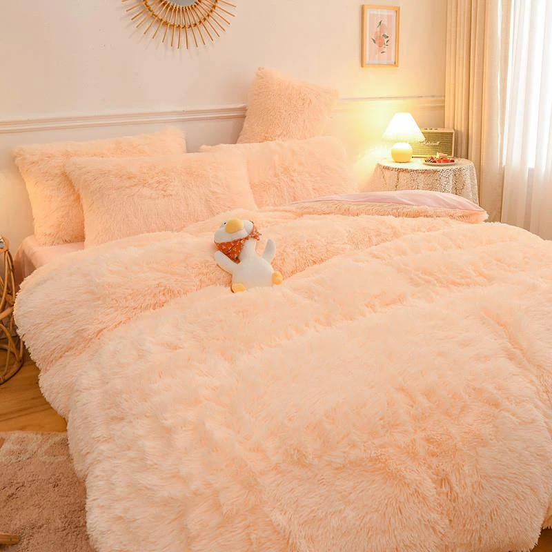 冬季加厚水貂绒床上四件套牛奶珊瑚绒双面加绒床单被套宿舍三件套