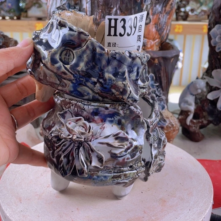 紫砂花盆景德镇陶瓷339次品