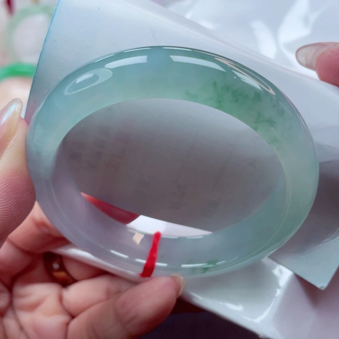 未镶嵌手镯翡翠冰蓝起光飘碎花56 敏05号