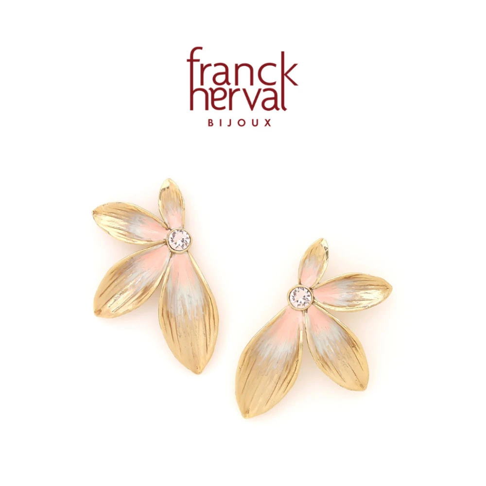 合金耳饰 法国品牌Franck Herval 花舞系列 个性小众四瓣花耳针