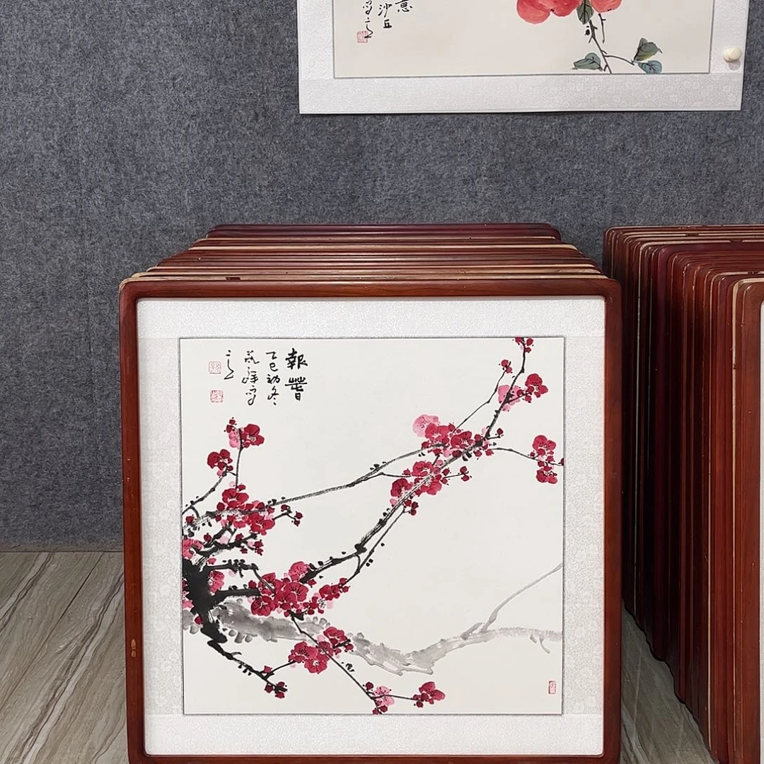 国画书画作品带框63×63