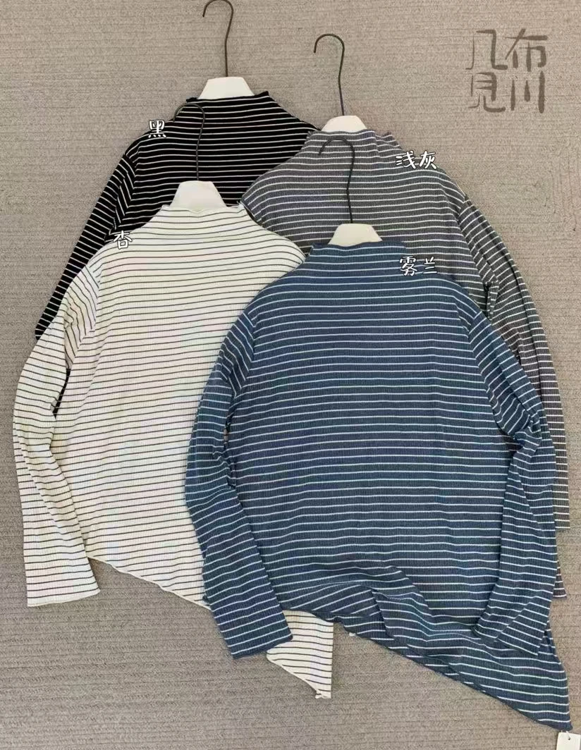 JBJC#825363#斜下摆条纹T恤 X