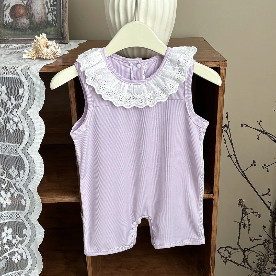 婴幼连体夏季背心套装女宝宝超洋气时髦衣服女小童夏天薄款无袖Z