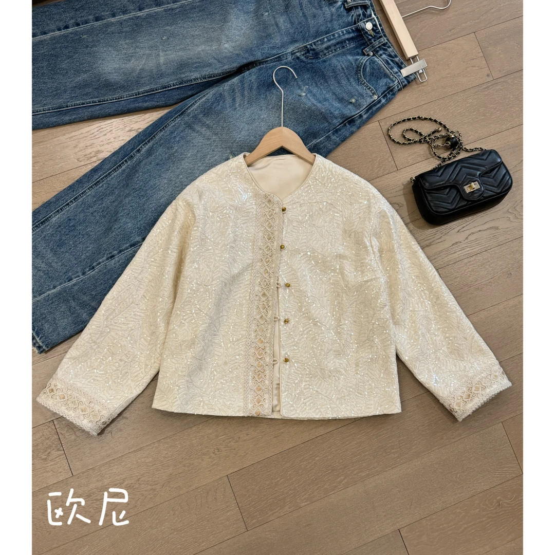 2025春款重工提花镂空门襟新中式国风上衣 2501C107