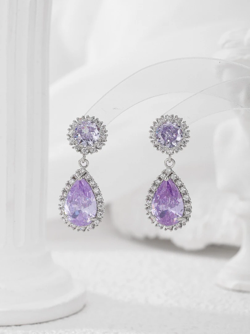 合金合成锆石耳饰 2987高级轻奢时尚水滴耳环