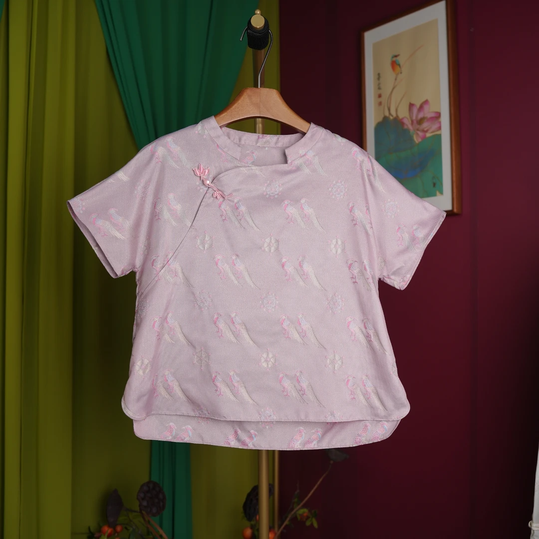 【闲庭序】织金翟鸟异色罗满分桑蚕丝连肩袖国风圆领时尚百搭