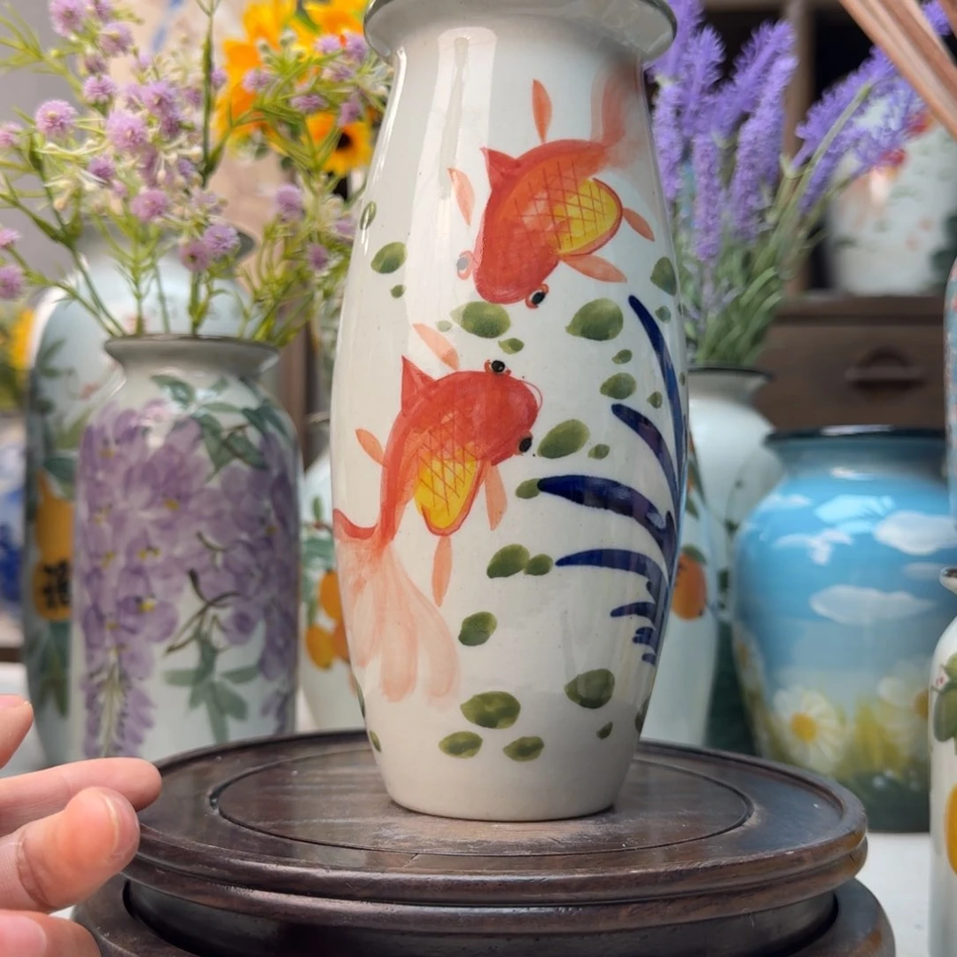 缸景德镇纯手绘花瓶摆件无孔