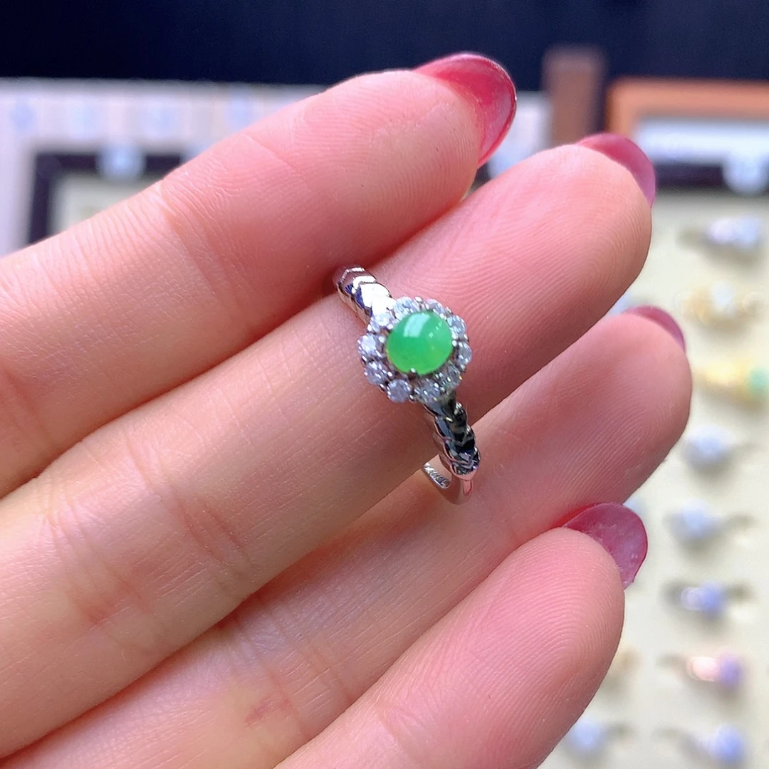 翡翠银S925镶嵌戒指03