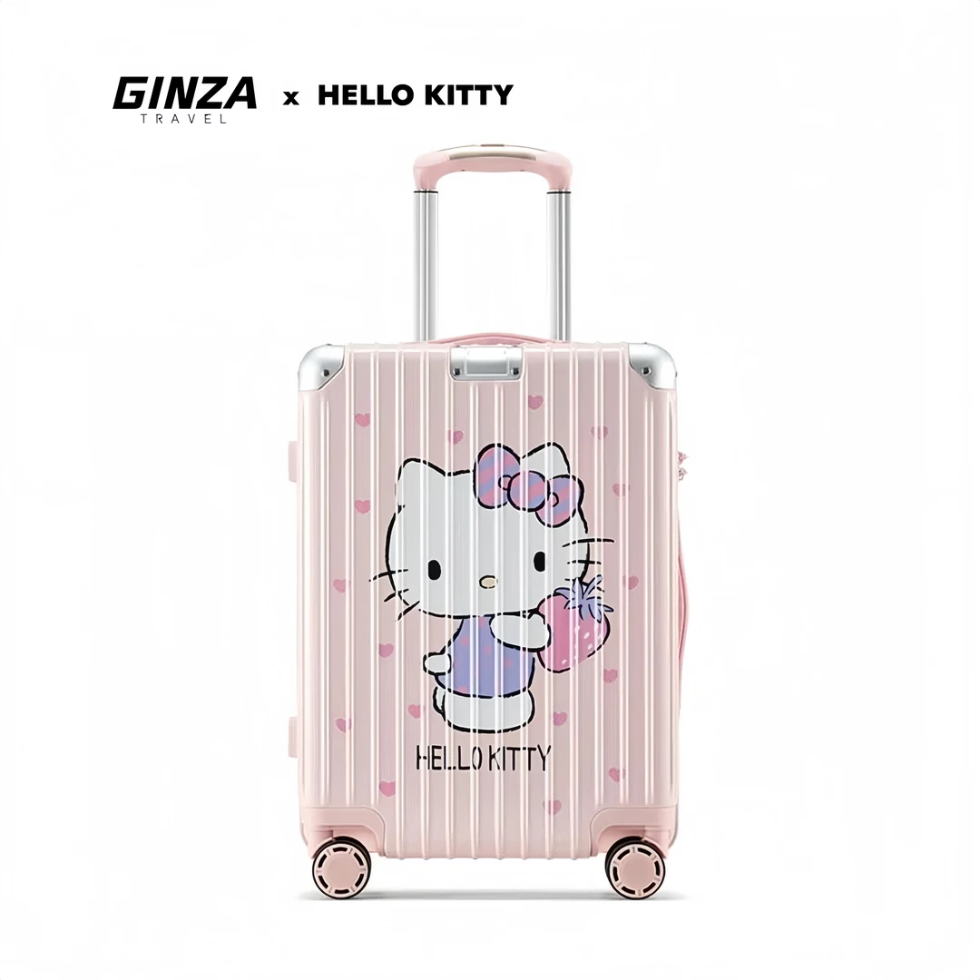 银座超值HelloKitty网红万向轮开学季水晶粉旅行行李箱8953L-HK