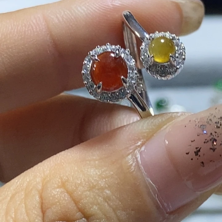 翡翠戒指银S925镶嵌戒指