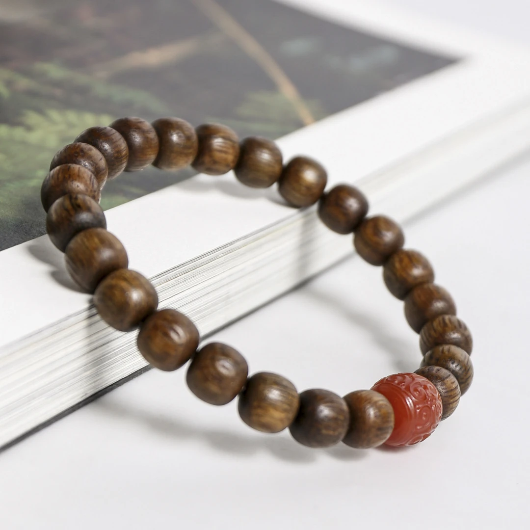 沉香【非遗严选】顺化紫棋楠沉水单圈桶珠手串8mmFY0055