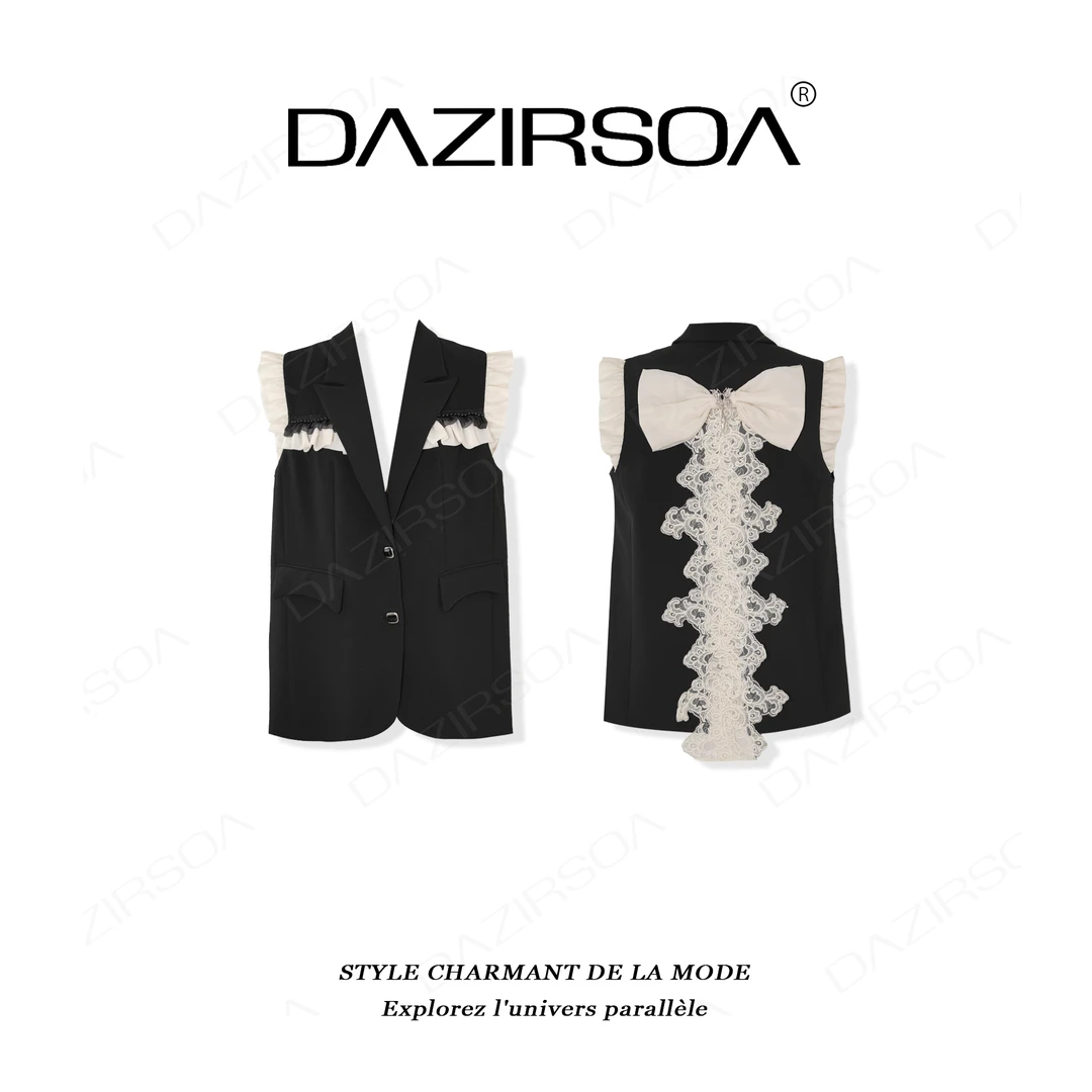 “精英佳人”时尚后背拼接蝴蝶结蕾丝个性马甲 X903