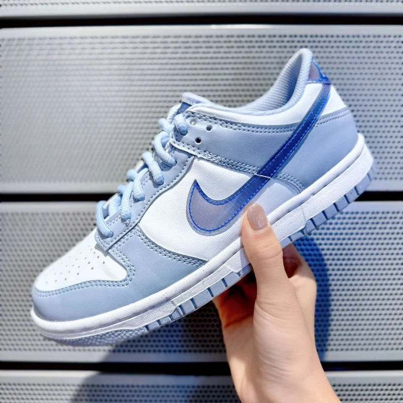 NIKE/耐克Dunk皮革拼接小码低帮白蓝大童运动鞋板鞋FJ4668-400