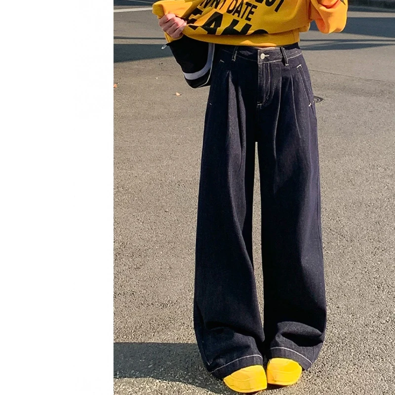 美式复古百搭显瘦阔腿裤2025新款设计感休闲慵懒拖地显瘦直筒裤