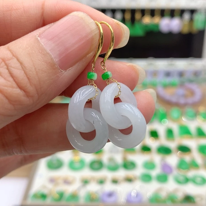 翡翠18K金镶嵌耳饰