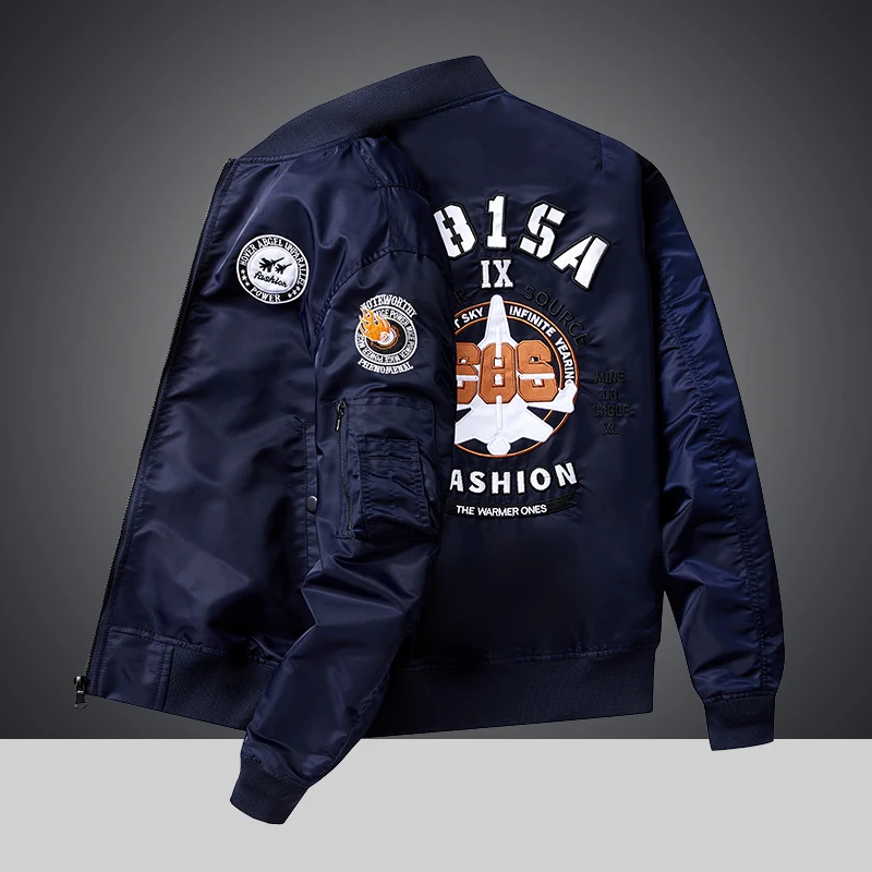 ma1飞行员夹克潮流宽松罗纹下摆显瘦休闲外套刺绣棒球领男装夹克