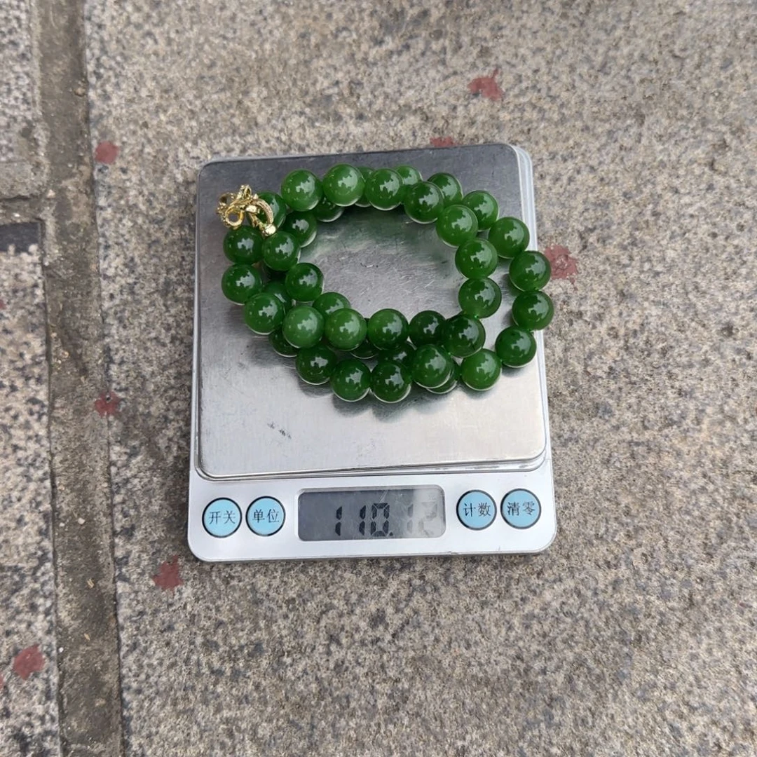 颈饰未镶嵌和田玉俄碧纯天然阳绿卡12
