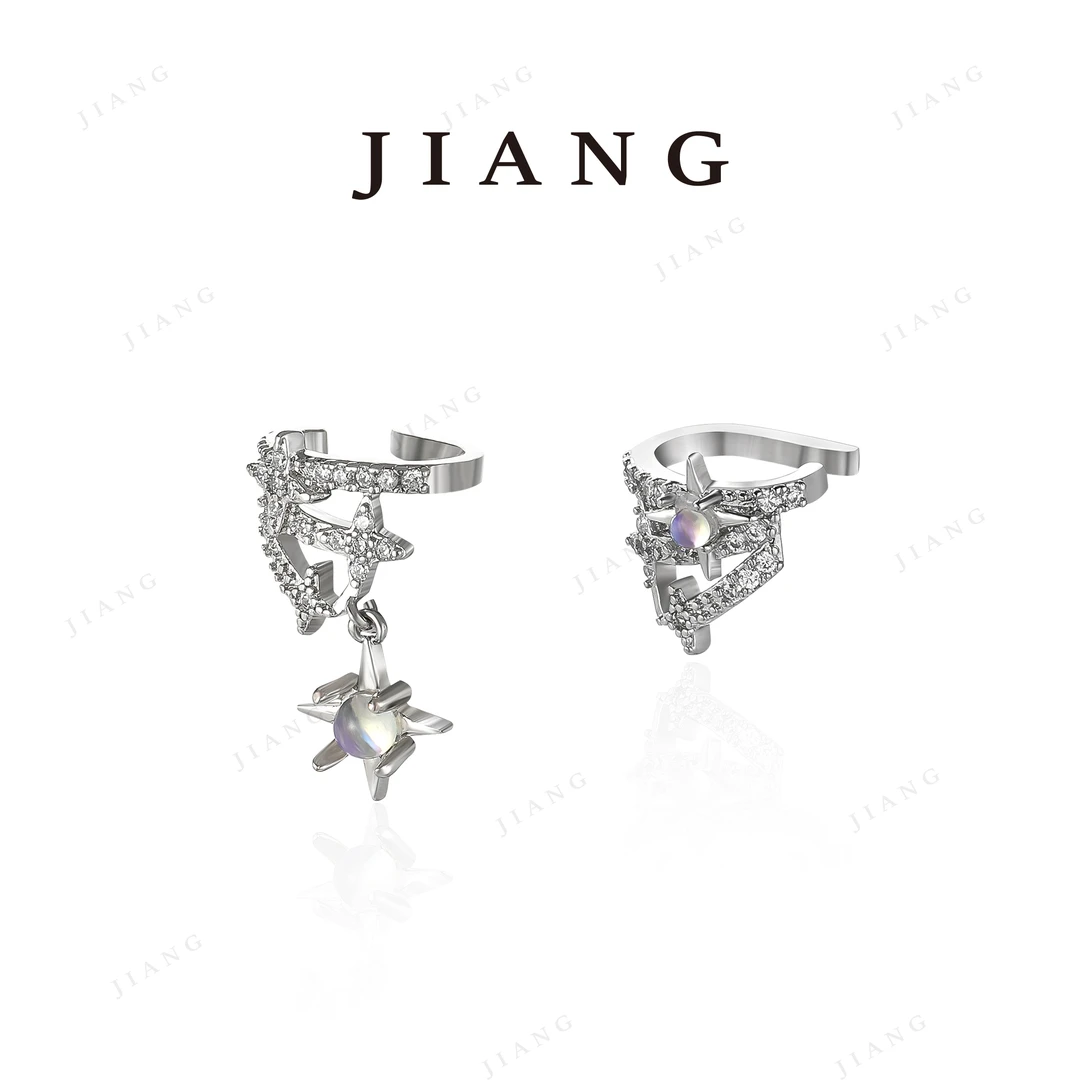 铜合金合成锆石耳饰 气质ins简约星芒耳骨夹 4650