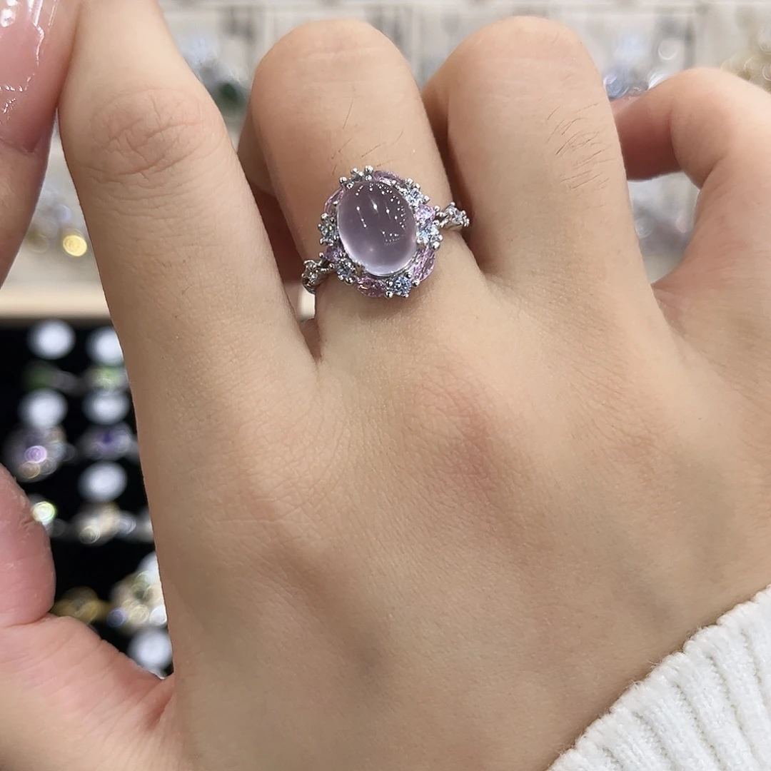 萤石戒指银S925镶嵌