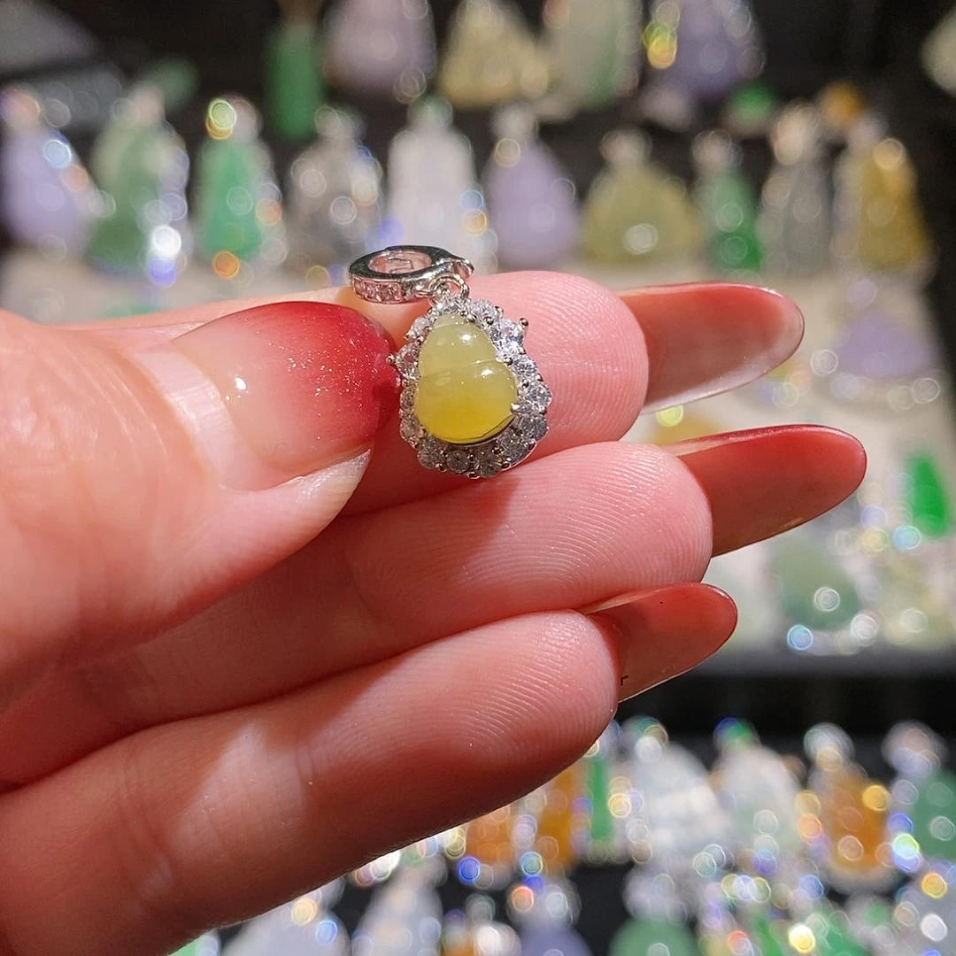 翡翠银S925镶嵌颈饰天然翡翠