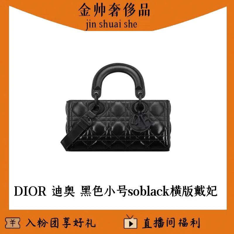 99新 DIOR/迪奥 小号/横版戴妃/soblack/单肩包/B5817