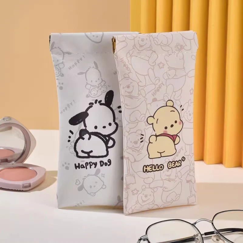 数据线收纳包自动闭合随身袋便携卡通小熊化妆口红包弹片包眼镜袋
