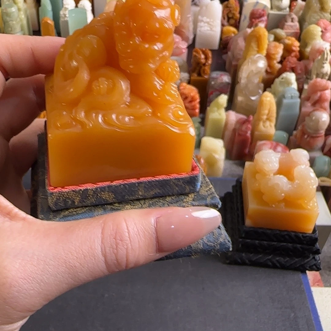 抖***抖田黄石印石4587编号编号