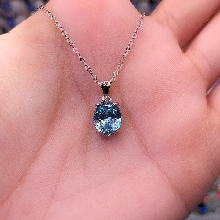 海蓝宝石吊坠(赠链)银S925镶嵌