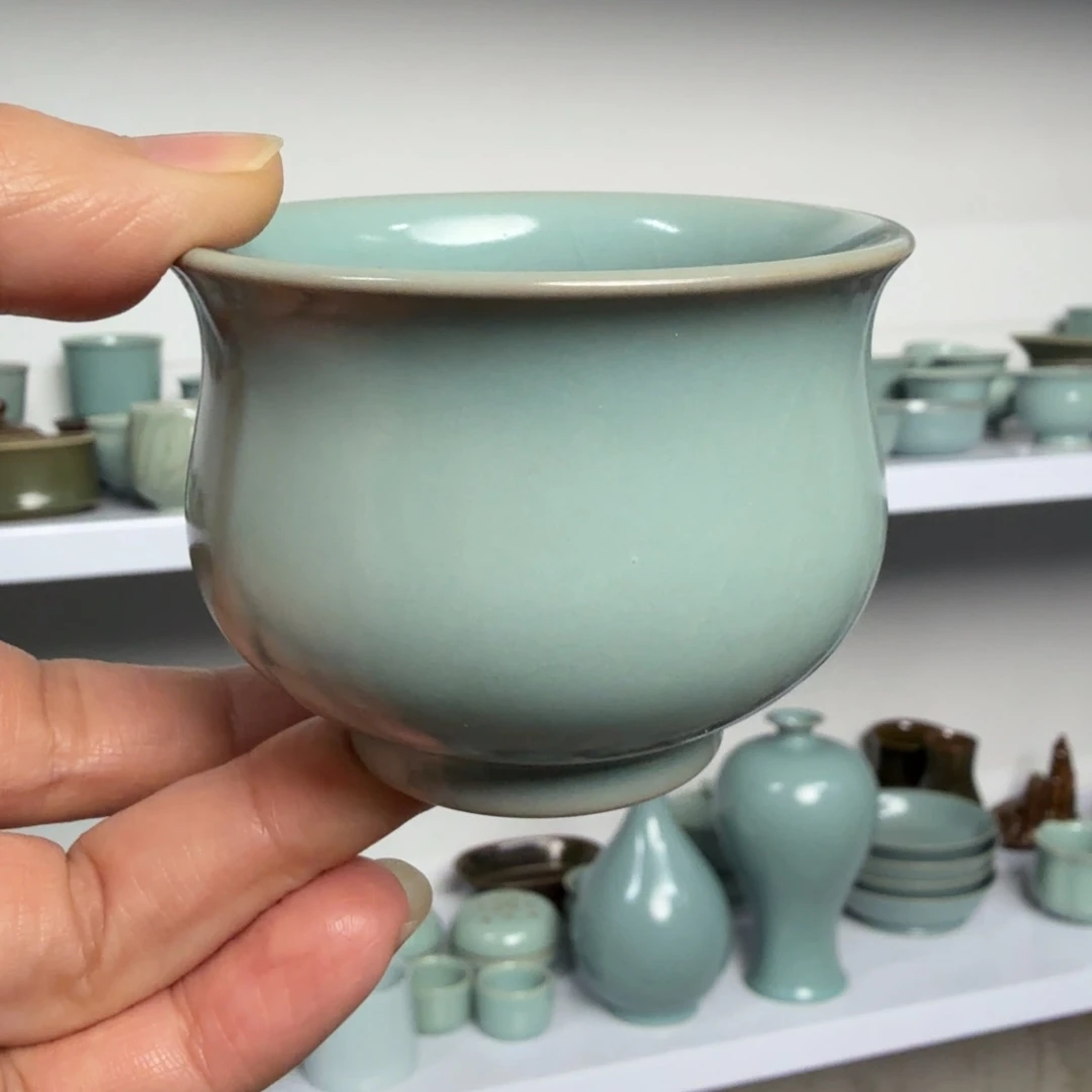 陶摆件原矿原釉天青