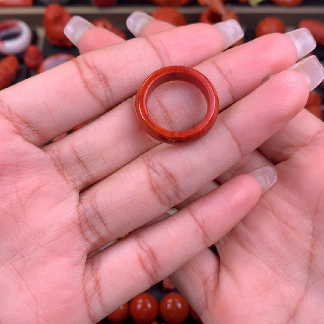 南红玛瑙未镶嵌戒圈内径16+