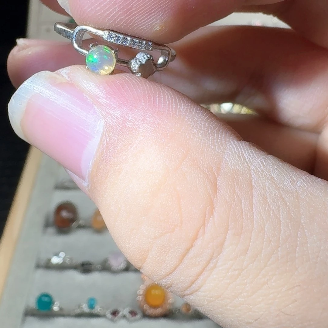 芙蓉石戒指银S925镶嵌