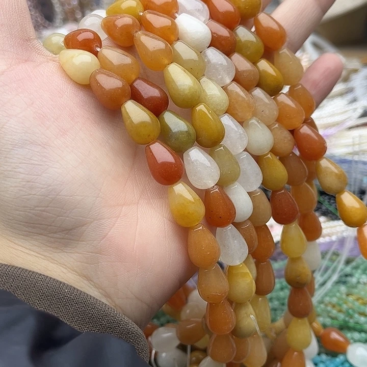 玛瑙/玉髓未镶嵌珠宝半成品一条10/13mm左右金丝玉水滴