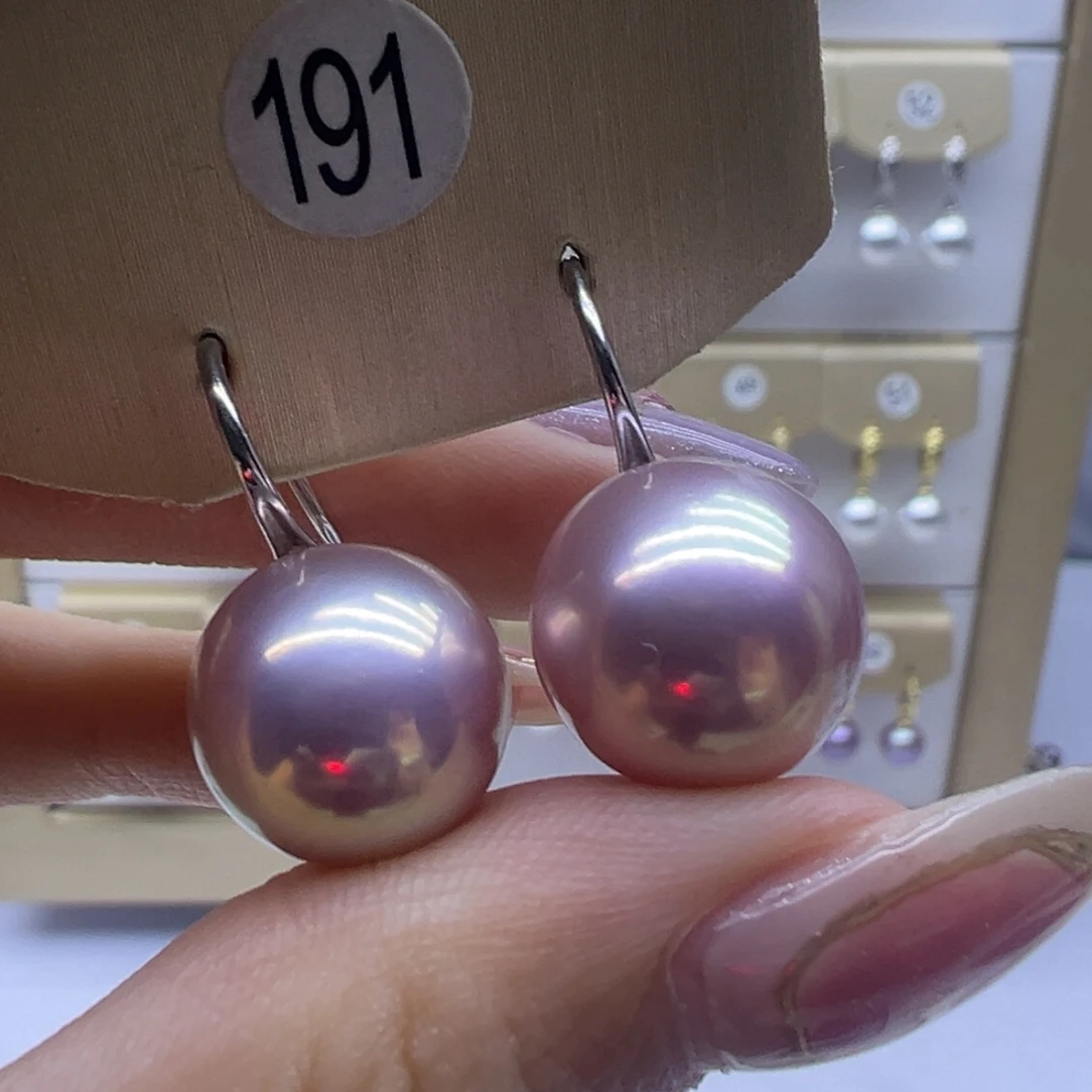 耳饰银S925镶嵌淡水珍珠