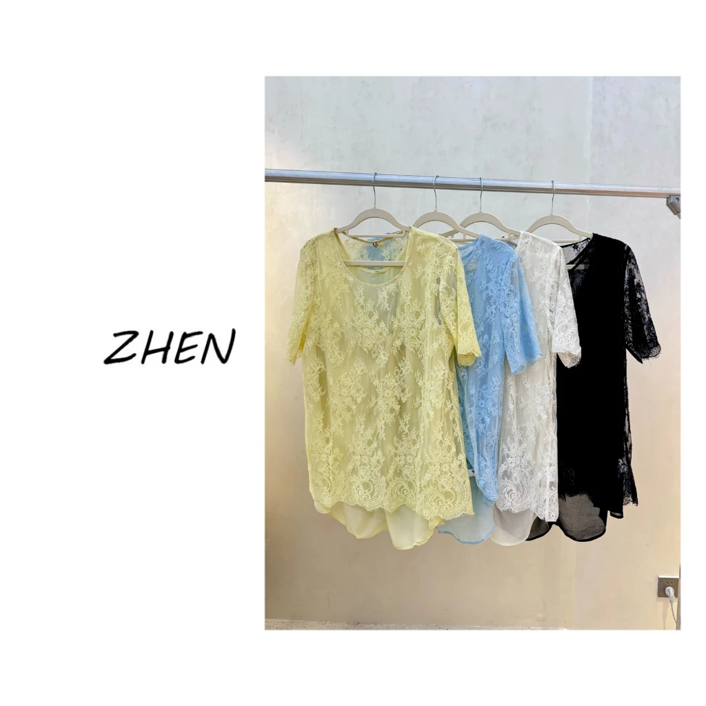 【ZHEN】25K00609 2025新款修身显瘦气质小众设计师款短袖T恤打底