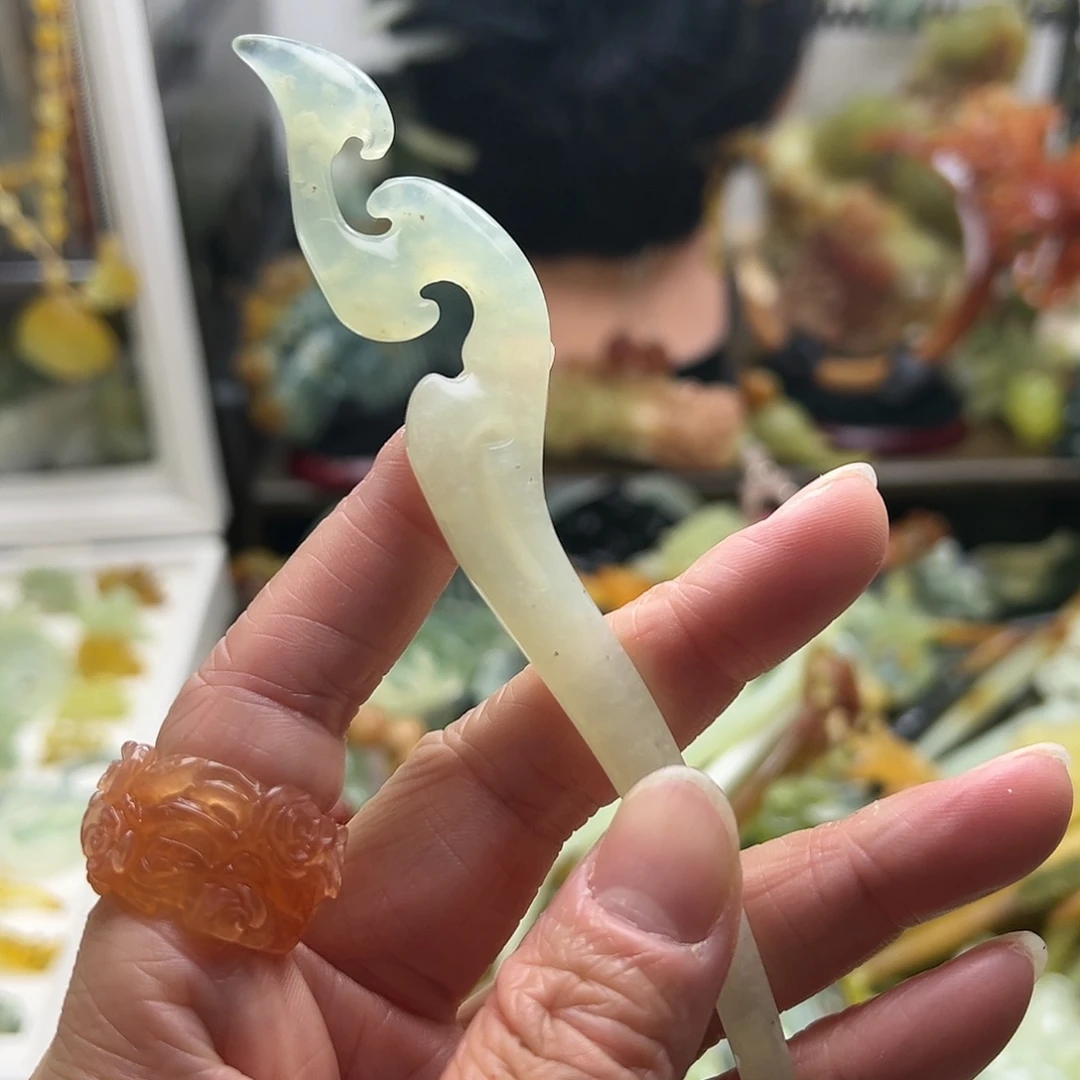 蛇纹石玉发饰合金