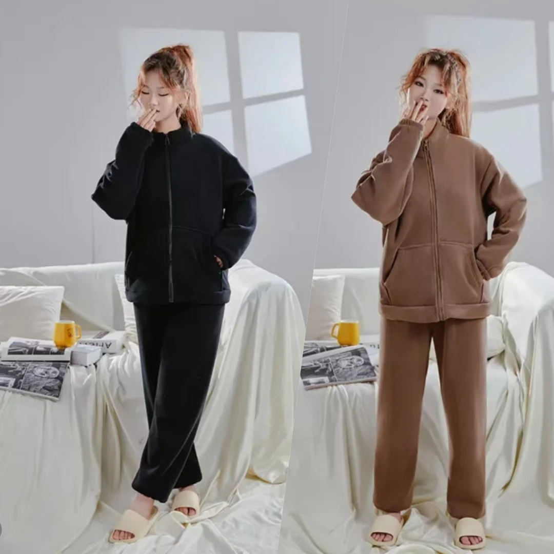 【冬季大码加厚】胖MM睡衣家居服套装新款冬季时尚保暖外穿情侣款