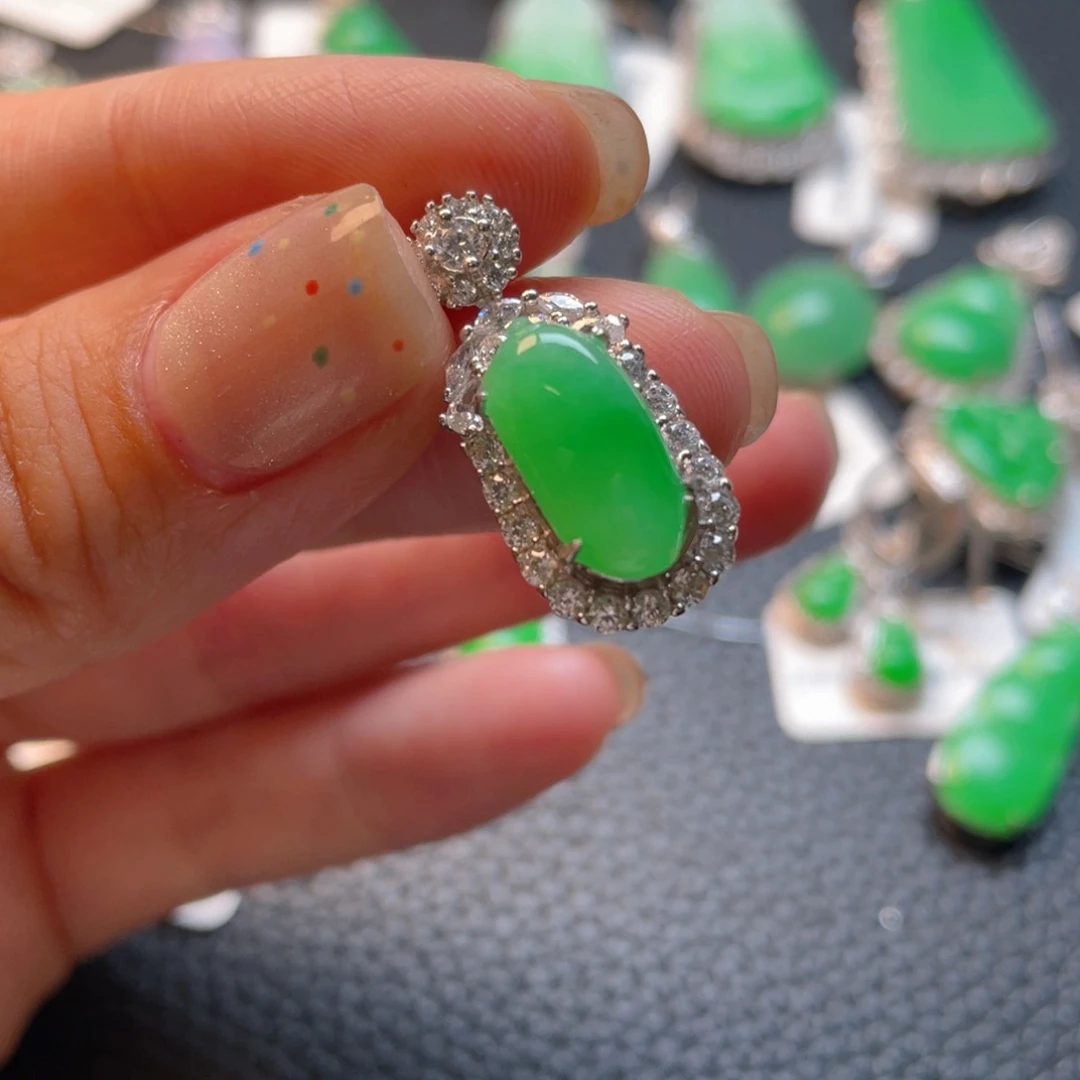 翡翠银S925镶嵌吊坠(不含链)